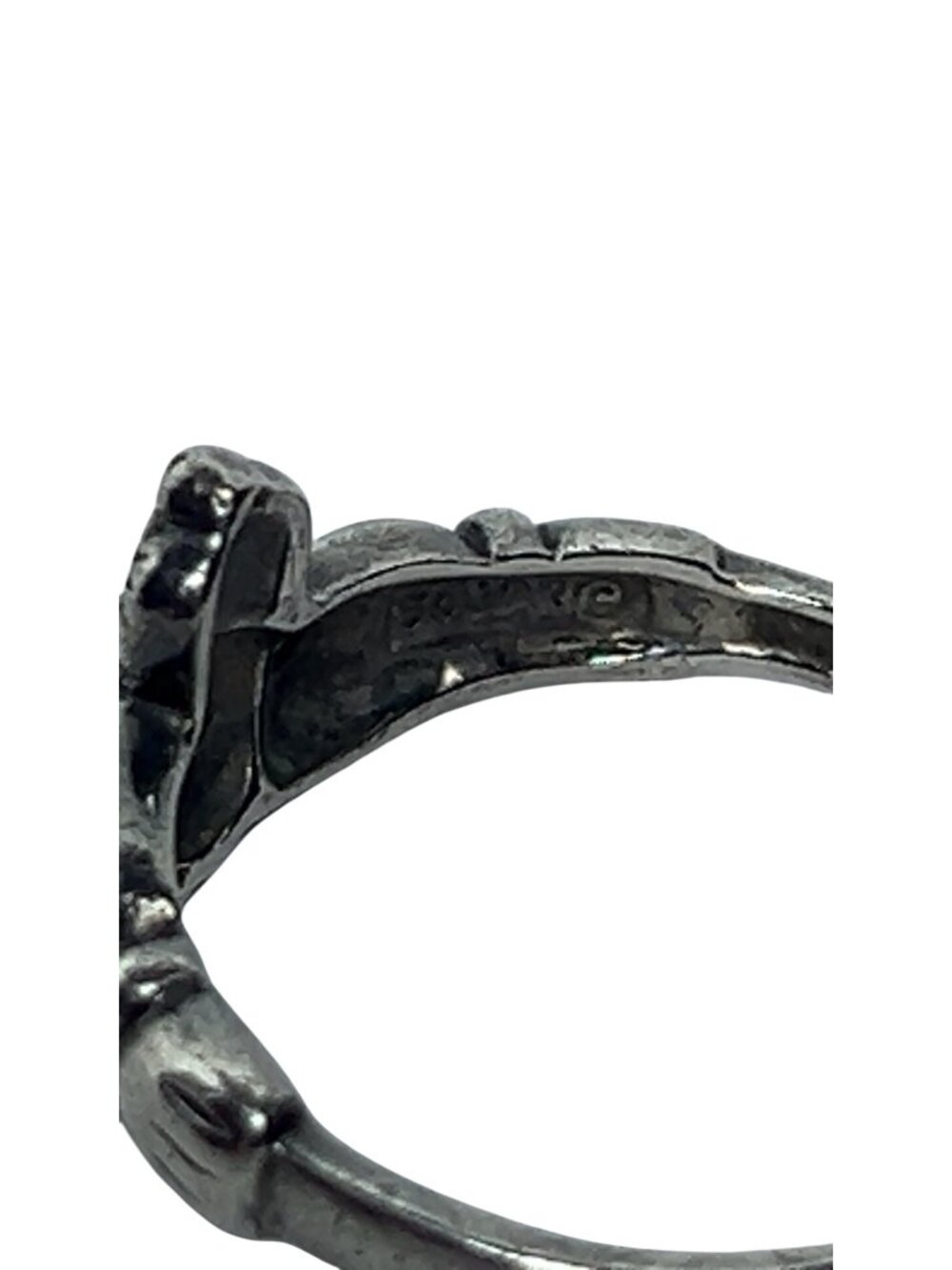 Solvar Sterling Silver And Marcasite Claddagh Ring Size 7.5 (R472) - Picture 4 of 7
